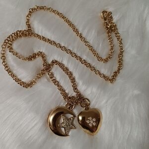 Joan Rivers Gold Moon and Heart Pendant Necklace